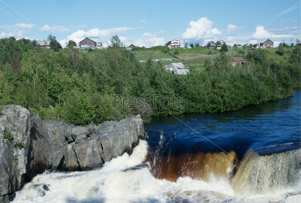 Voitsky Padun waterfall near Nadvoitsy town and White Sea Baltic Canal (Belomorkanal), Karelia region, Russia