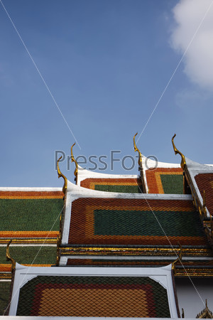 Thailand, Bangkok, Imperial Palace, Imperial city, ornaments on the roof of a temple