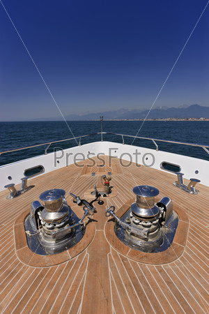 Italy, Tirrenian sea, off the coast of Viareggio, Tuscany, luxury yacht Tecnomar 36 (36 meters)