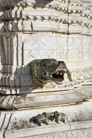 India, Rajasthan, Jaipur, the Sun Temple (Surya Mandir), stone ornaments