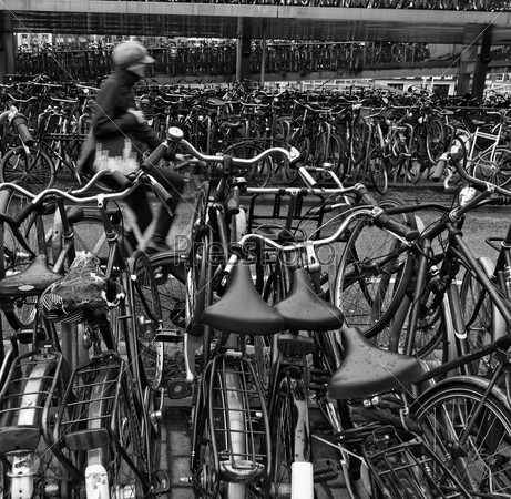 Holland, Amsterdam, bicycles parking near the Central Station