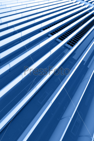 Perspective of building\'s wall with jalousie close up