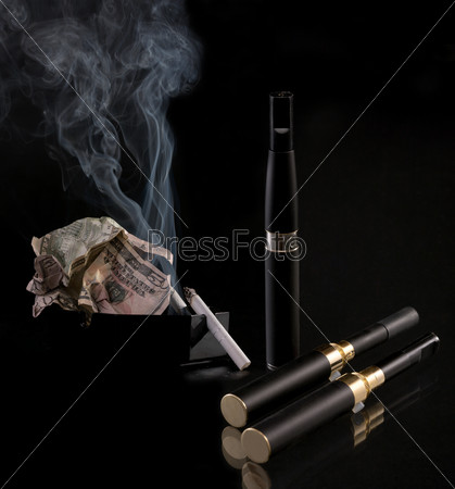 Set for smoking. The electronic cigarette has the big popularity at interested persons to not smoke.