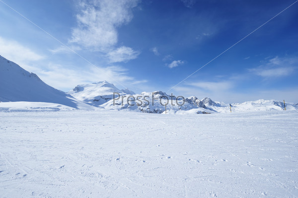 Mountains with snow in winter, Val-d\'Isere, Alps, France
