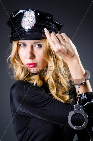 Woman police in the concept