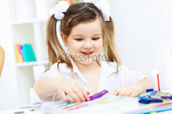Little girl studying
