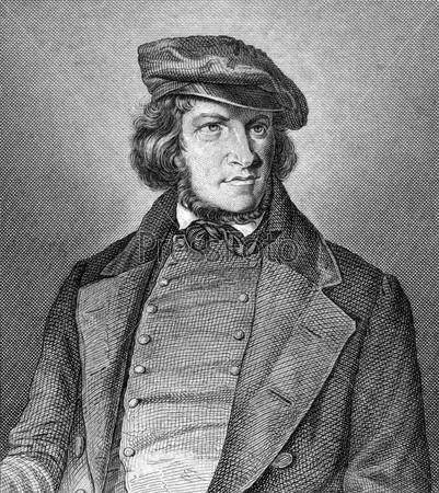 Август Генрих Гофман фон Фаллерслебен (1798-1874) на гравюре 1859 года. Немецкий поэт
