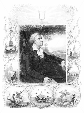 Фридрих Шиллер (1759-1805) на гравюре 1800 гг. Немецкий поэт, философ, драматург и историк
