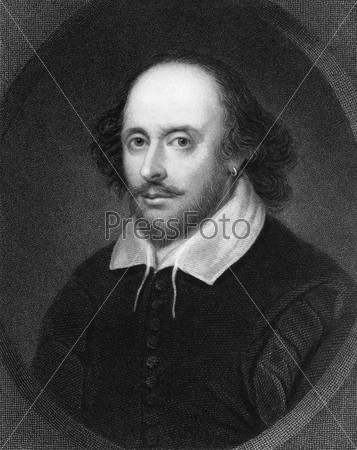 William Shakespeare (1564-1616). Engraved by E.Scriven and published in The Gallery of Portraits with Memoirs encyclopedia, United Kingdom, 1835.