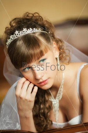 beautiful bride with wedding hairstyle - wedding day