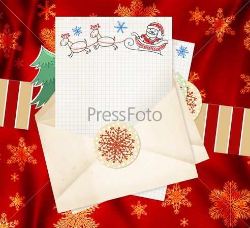 Christmas background with letter to Santa Claus