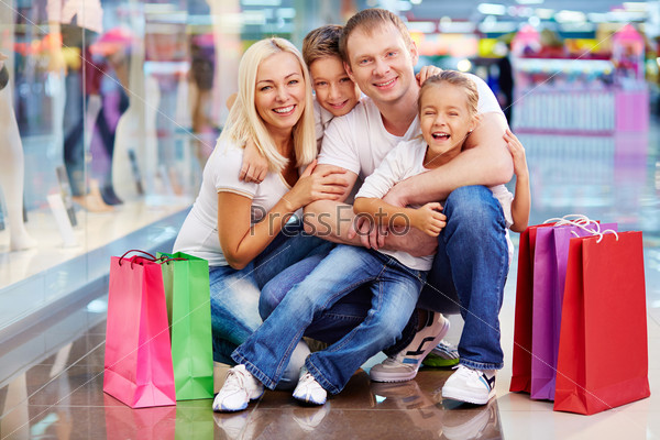 Family of shoppers