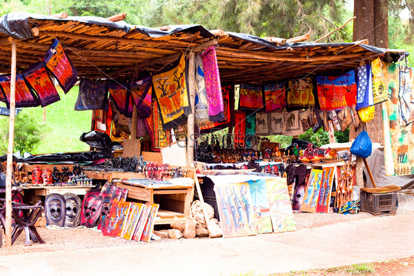 African traditional market with handmade souvenirs in south africa at the weekend