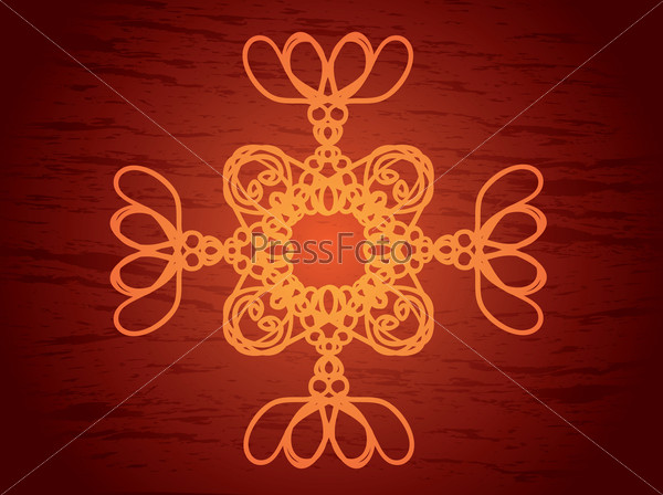 Illustration of colorful hand drawn ornament over wood texture.