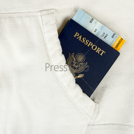 American passport in a pocket,no trademark