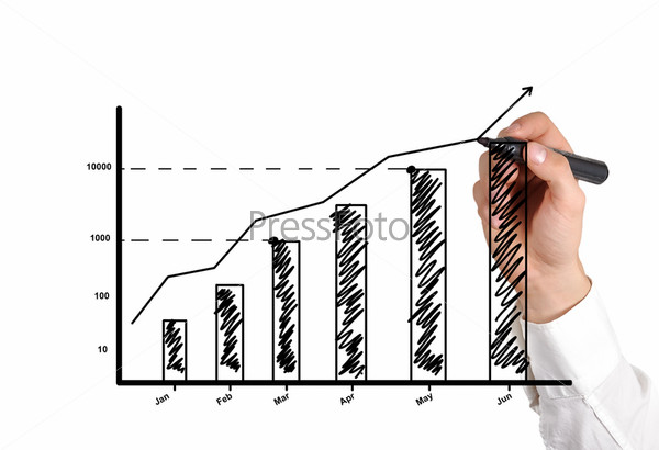 hand drawing graph showing profit growth
