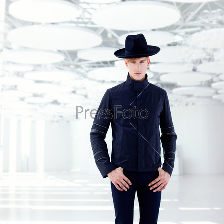 Black far west modern fashion man with hat