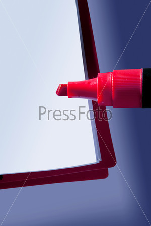 Blank copy space notebook with red big pen marker