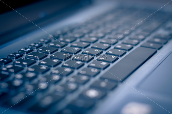 Keyboard of laptop closeup