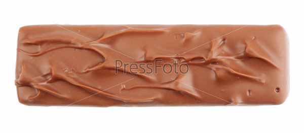 Closeup of chocolate bar isolated on white with clipping path