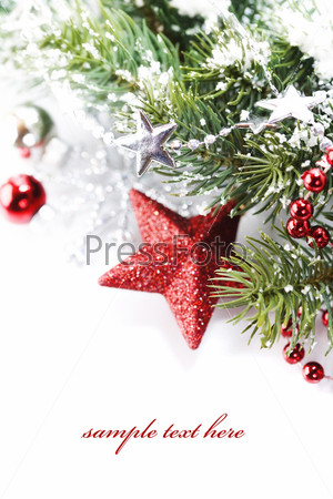 Bright christmas composition with stars and sample text