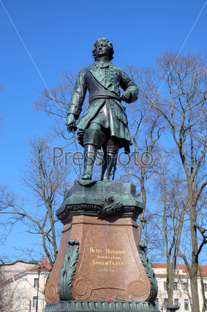 Monument to Peter the Great, the founder of Kronstadt, Russia