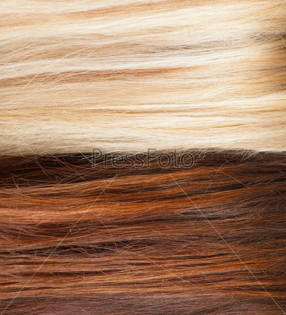 brown and blond hair background closeup macro hair salon or treatment concept