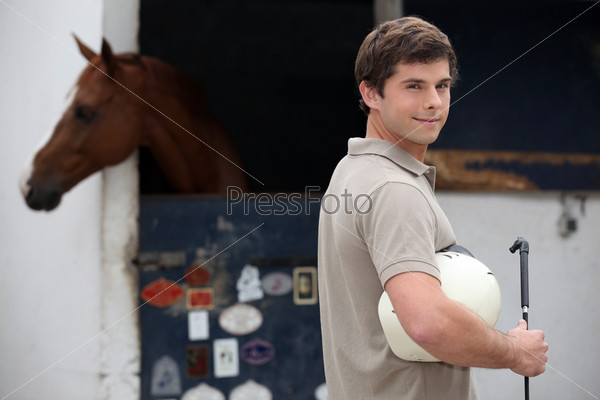 Polo player at the stables