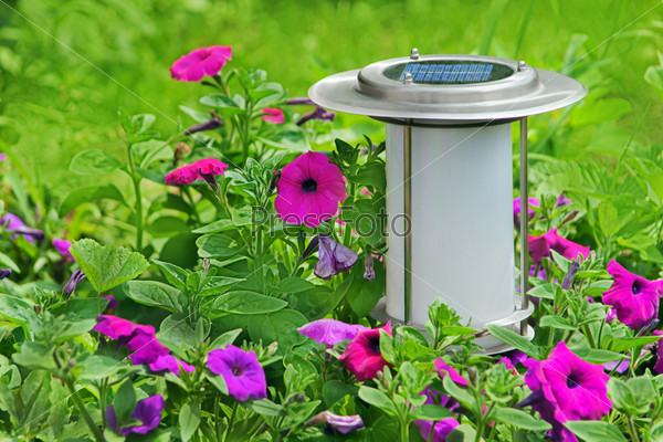 Solar powered garden lamp.