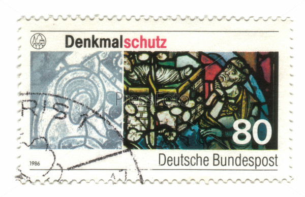 GERMANY - CIRCA 1986: A stamp printed in Germany, shows monument protection denkmalschutz, circa 1986 -