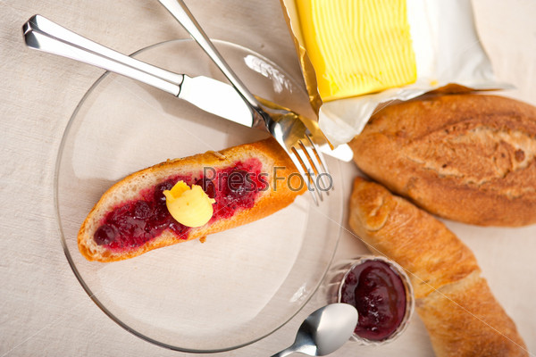 bread butter and jam classic European breakfast