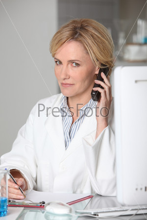 Female in medical consultation