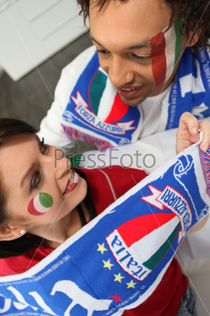 Excited Italian sports fans