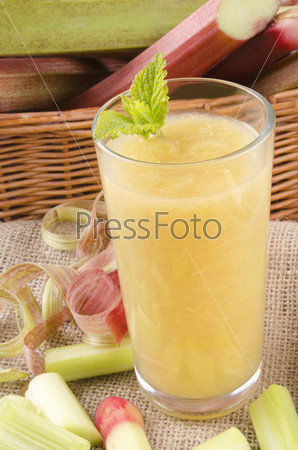 fresh rhubarb juice in a glass