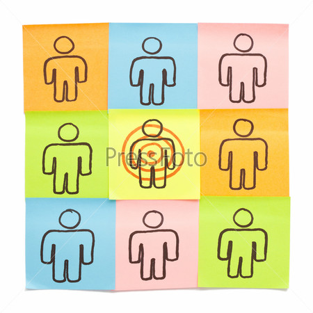 Target Your Customers concept made with sticky notes on white background