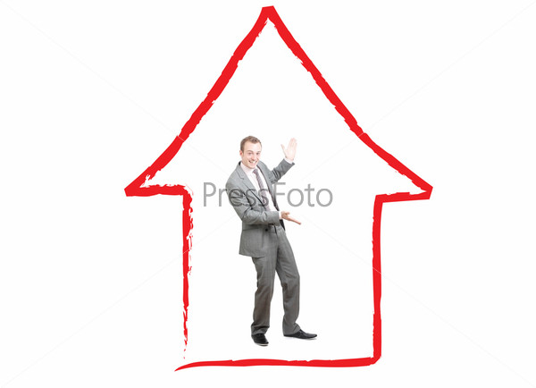 A business man presenting a house
