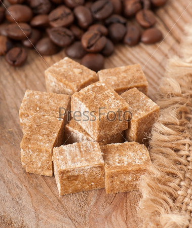 Close up of brown sugar cubes