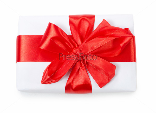 Box with red tape isolated on white