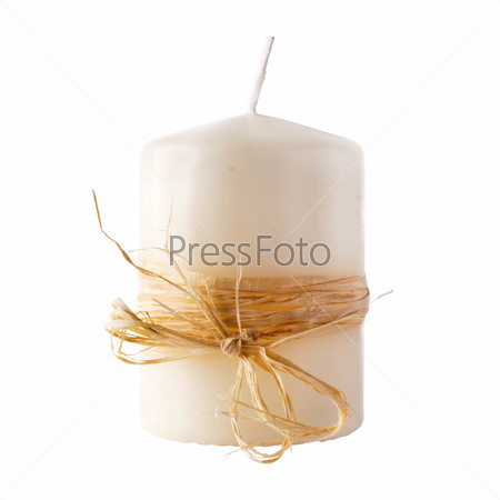 White candle isolated on white background.