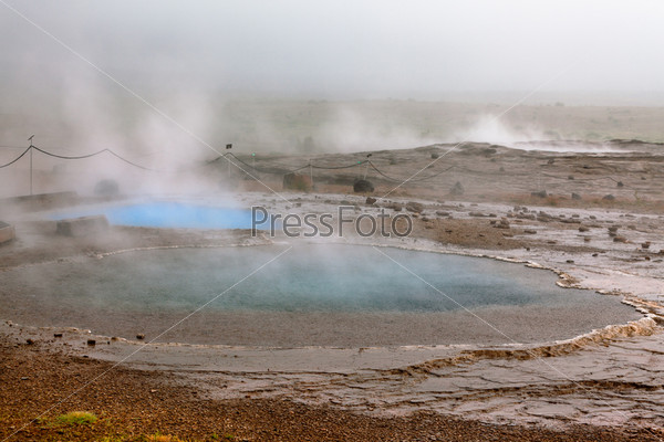 Hot Springs small lakes in Iceland, Geysers Valley
