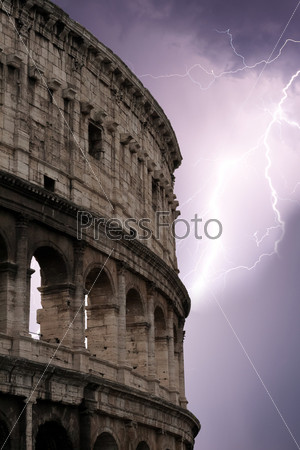 Coliseum during the storm
