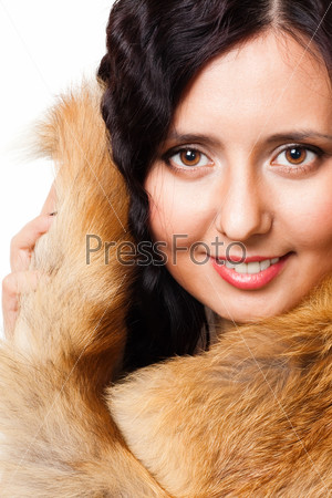 Face of a woman with fur