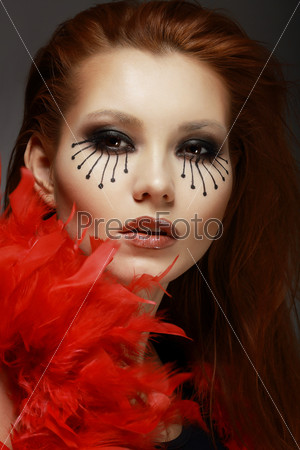 Theater. Stage. Styled Woman s Face with Creative Eye Make-up