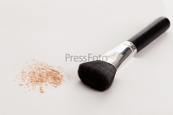 Makeup natural brush with beige powder