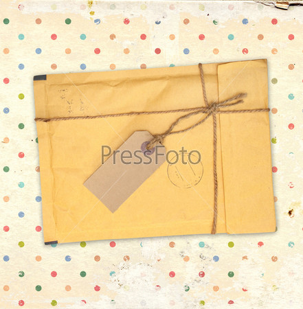 Old envelope with label for scrapbooking design