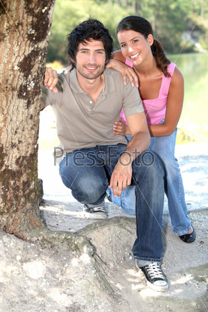 Portrait of a couple by the river