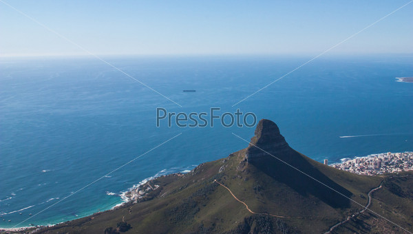 Scenic View in Cape Town, Table Mountain, South Africa from an aerial perspective