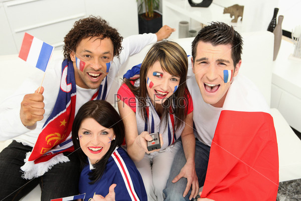 Excited french football fans