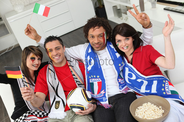Italian and German soccer fans