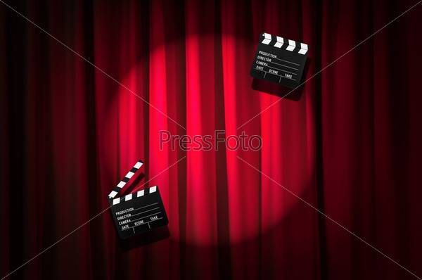 Brightly Lit Curtains In Theatre Concept